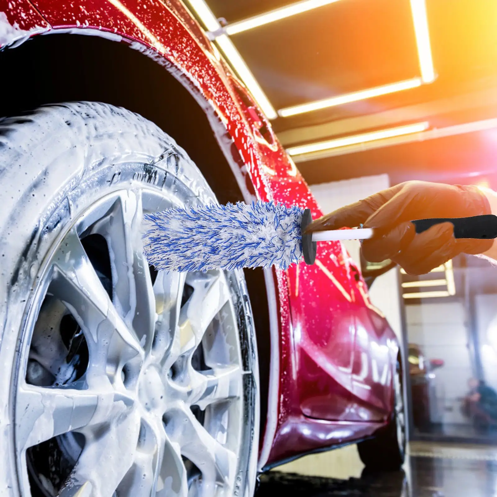 

1pc Wheel Cleaning Brush With Non-slip Handle Microfiber Premium Car Wheel hub Wash Brush practical vehicle cleaning tools