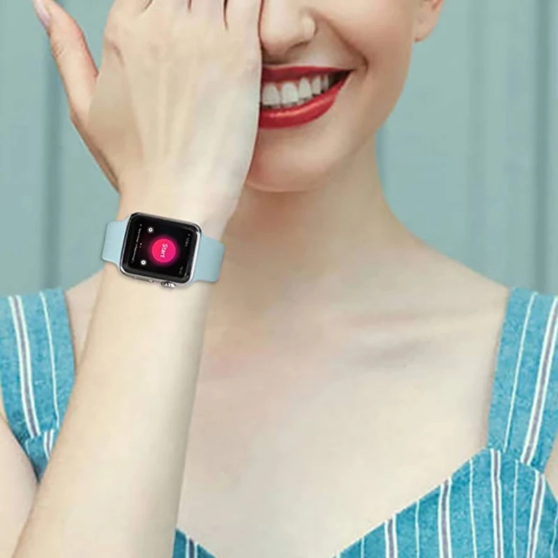 

Силиконовый ремешок для Apple Watch 44 мм 40 мм 42 мм 38 мм 40 44 42 мм ремешок для умных часов браслет correa iWatch 3 4 5 6 se ремешок