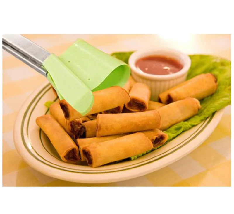 

JOYLIVE Kitchen Spatula And Tongs Silicone Clip Bread Clip Non-Stick Heat Resistant Stainless Steel Frame Tongs Gadget 2 In 1