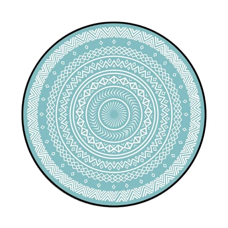 Светильник зеленый этнический геометрический круглый ковер с кристаллами