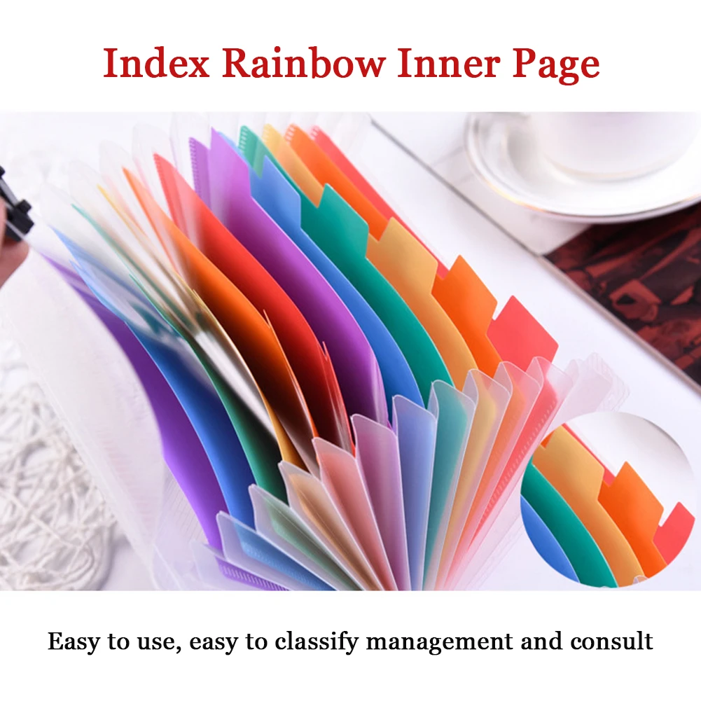 Storage Portable A6 Accordion Office File Folder Rainbow Innner 13 Pockets Organizer Expandable School Buckle PP Document |