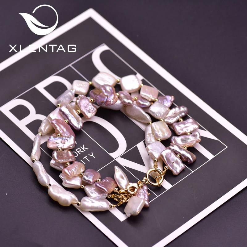 XlentAg Handmade Multi-layer Natural High Quality Baroque Pearls Charm Bracelets Women Engagement Party Fashion Jewellery GB0207 | Украшения