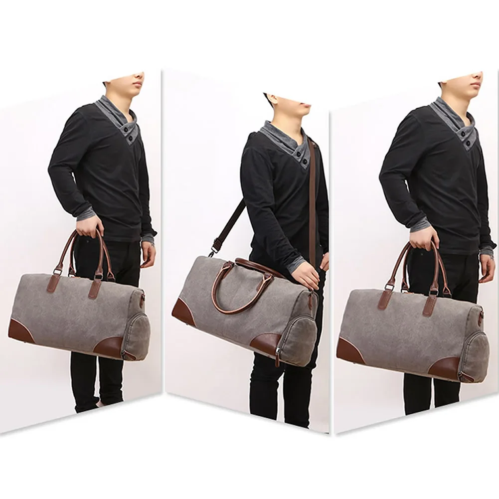 GNWXY Canvas Travel Bag European American Fashion Portable Crossbody Bag Men Business Large Capacity Weekend Duffle Travel Bag