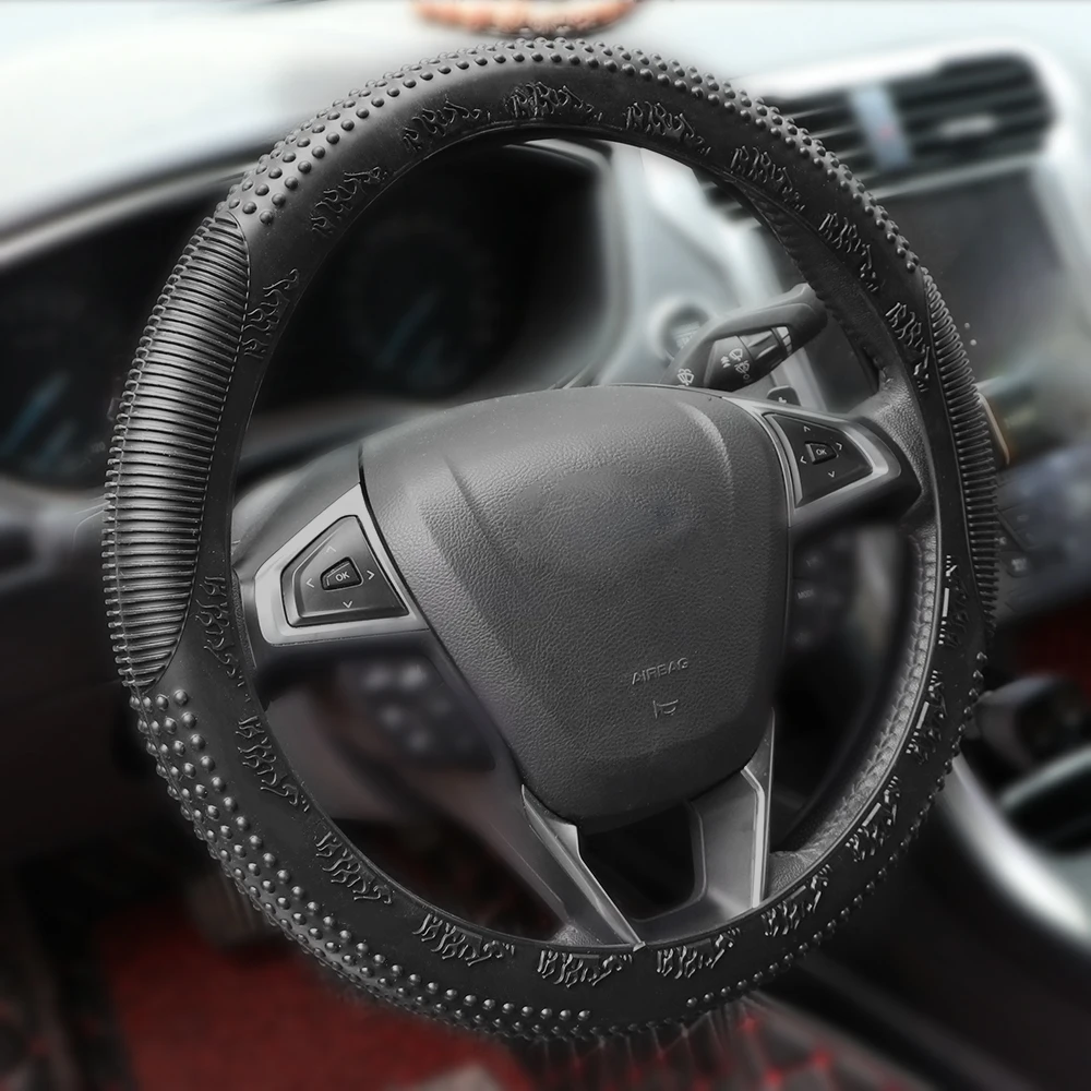 Черный YOSOLO противоскользящие универсальные чехлы для рулевого колеса автомобиля силиконовые автомобильные декоративные Чехлы для рулевого колеса - Название цвета: Черный