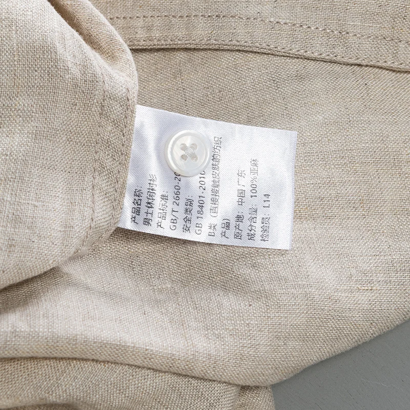 100% Linen three-quarter sleeve stand collr white shirt men casual brand shirts trendy breathable summer tops mens chemise