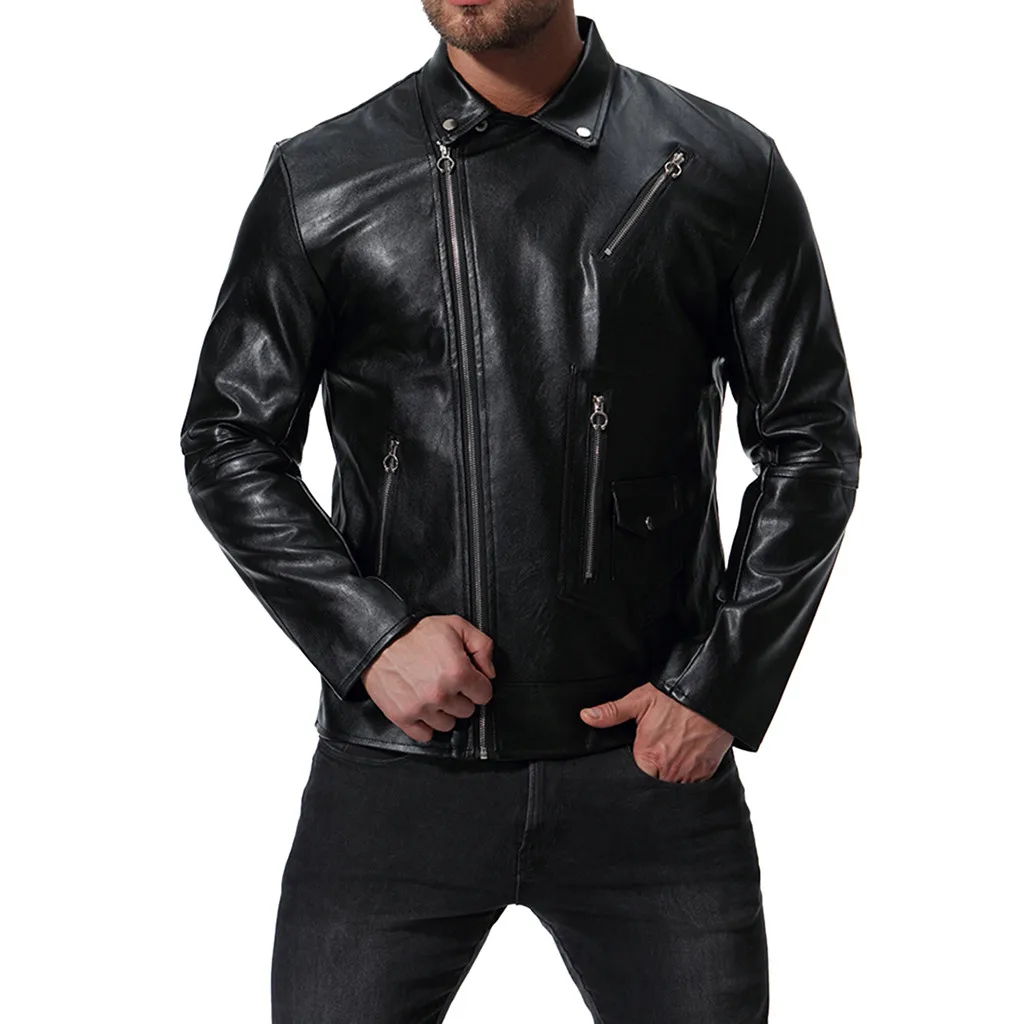 

Autumn And Winter Bomber Jacket Jaqueta Streetwear Masculino Men's Casual Solid Color Long-sleeved Slim Bomber Leather