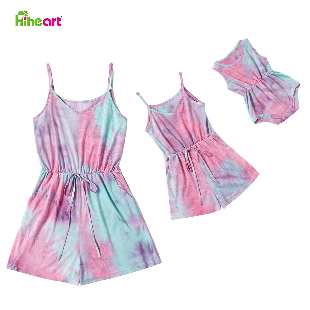 

Hiheart, летняя семейная одежда, наряды, Модный комбинезон без рукавов для родителей и детей, Детский комбинезон, платье для мамы и меня