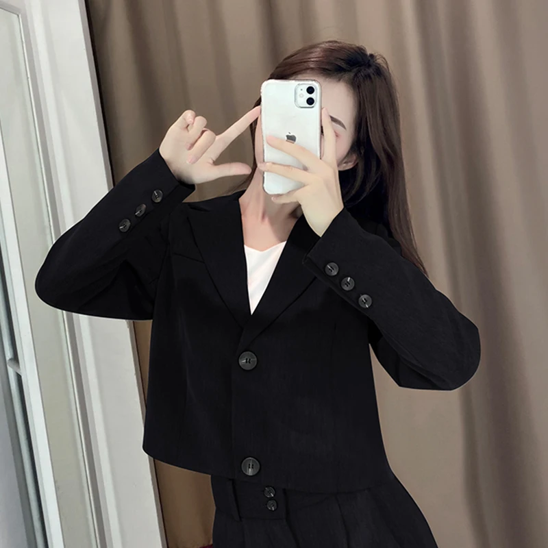 

Sister Fara 2021 New Spring Short Blazers Coat Women + High Waist Casual Ankle-Length Pants Autumn Office Lady 2 Pieces Suit