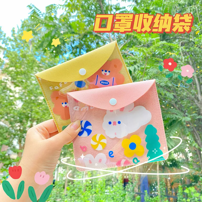 

Forest Rabbit Mask Storage Bag PVC Photocard Holder Cartoon Soft Girls Bus ID Credit Card Pouch Bank Student Meal Card Holder