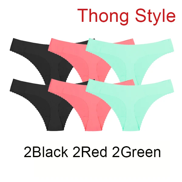 2Black 2Red 2Green Осенние женские трусики бразильские стринги бесшовное нижнее белье для женщин сексуальное женское белье стринги танга cueca - Цвет: 2Black 2Red 2Green