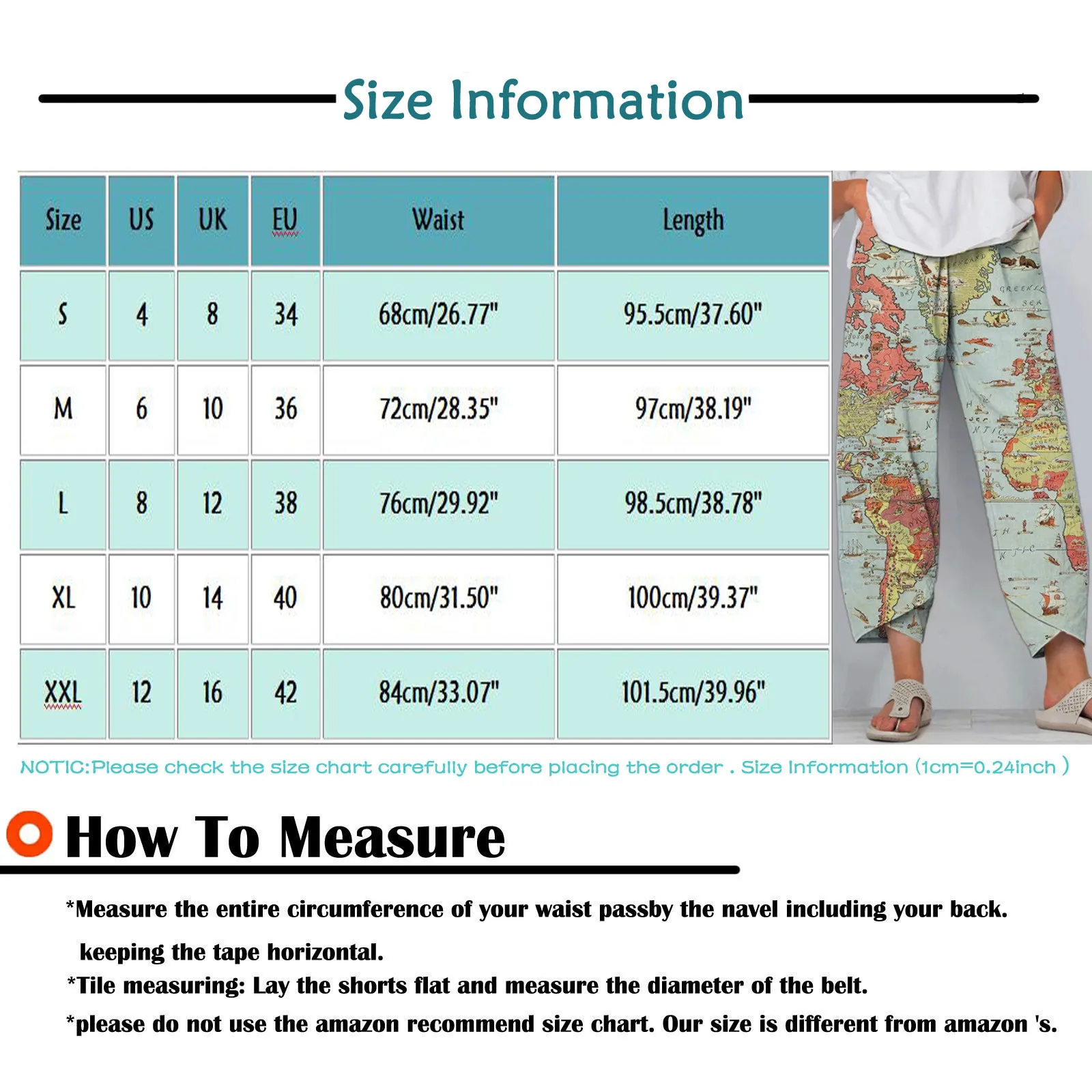 

2021 Summer Fashion World Map Printed Design Makes You Look Cooler Pants For Women Casual High Waist Calf-length Loose Trousers