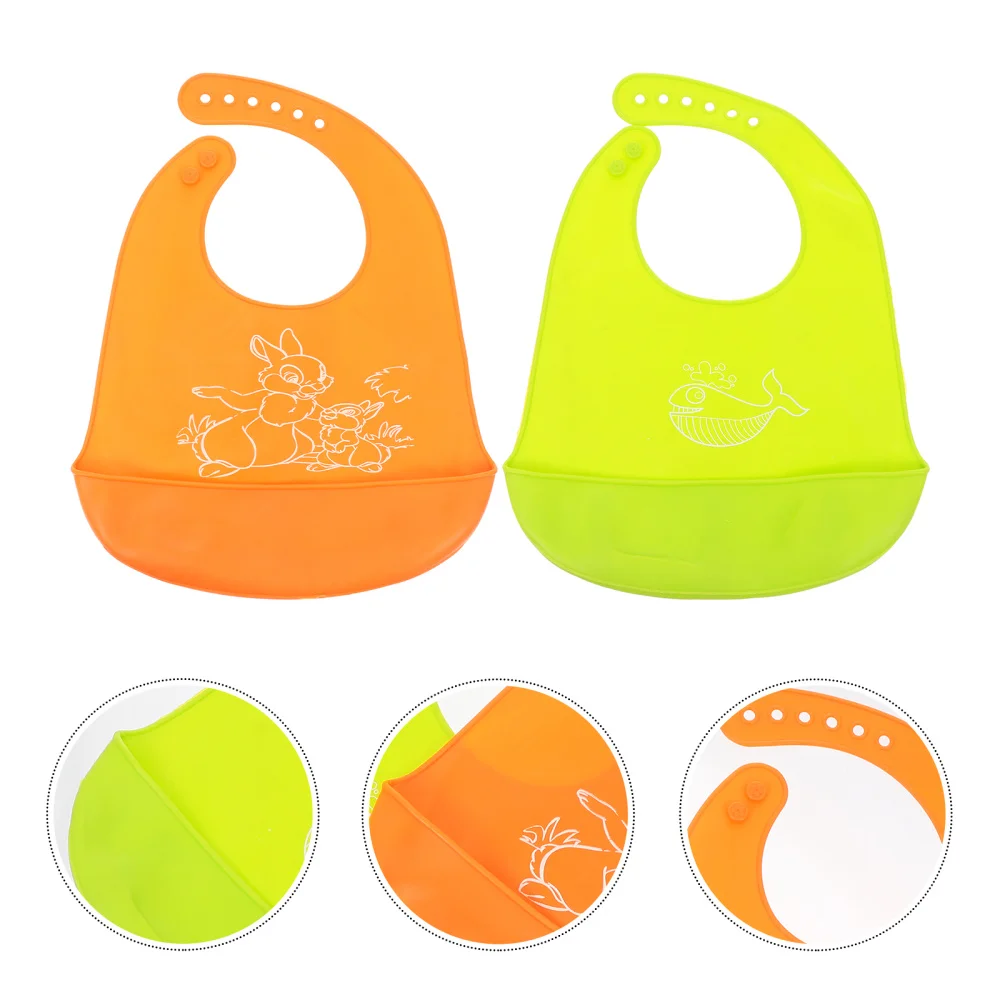 

2Pcs Baby Silicone Bib Toddler Infants Clothing Protector with Crumb Catcher
