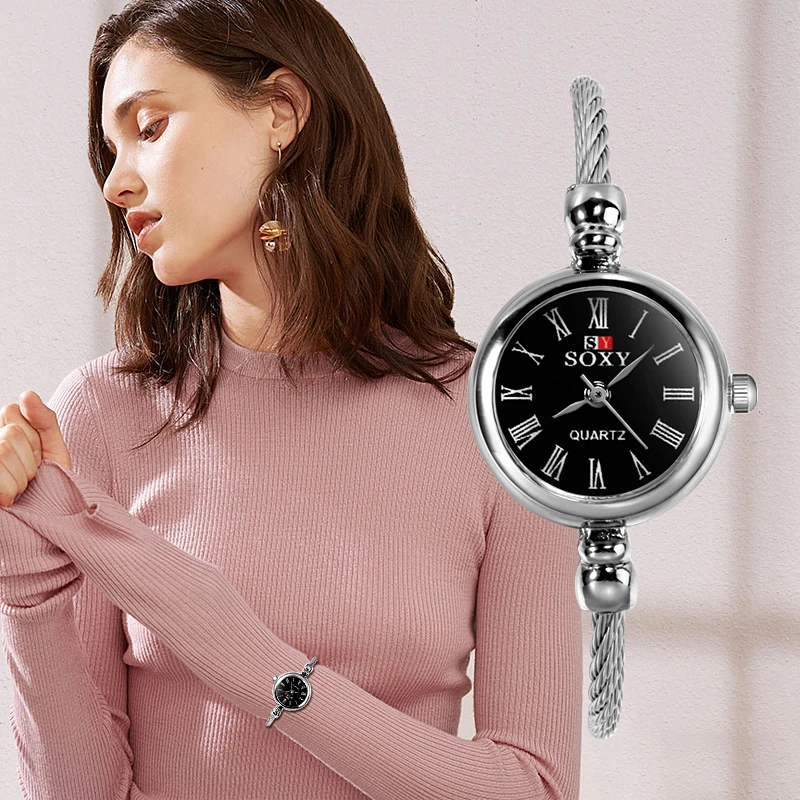 

Ladies Quartz Wristwatch Fashion Casual Mujer Dress Watch Saati Women Bangle Bracelet Luxury Watches Stainless Steel Retro