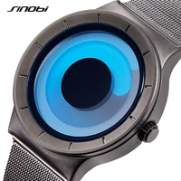 sinobi unique vortex concept men watches 316l stainless steel retro mesh strap modern fashion sport wristwatch reloj hombre