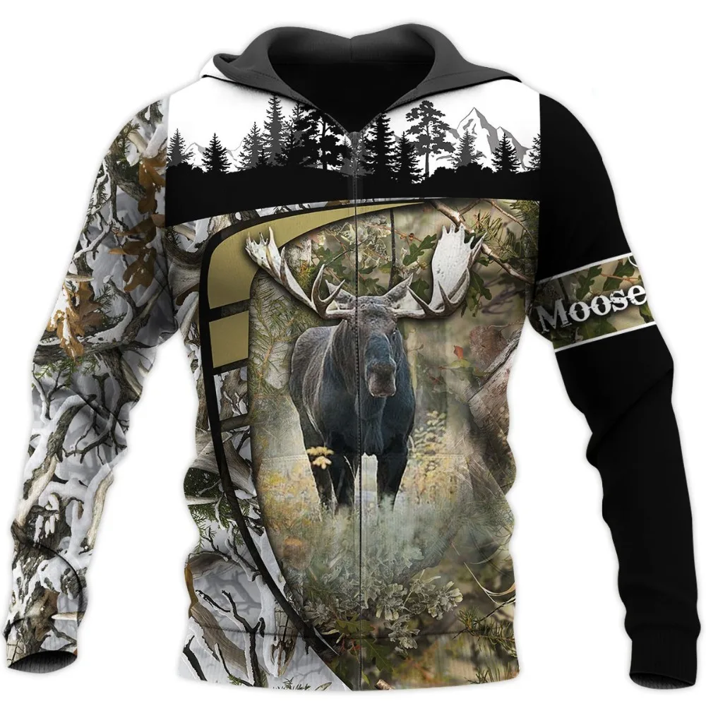 

Amazing Moose Hunting 3D Print Hoodies Men/Women Harajuku Fashion Hooded Sweatshirt Autumn Hoody Casual streetwear Hoodie