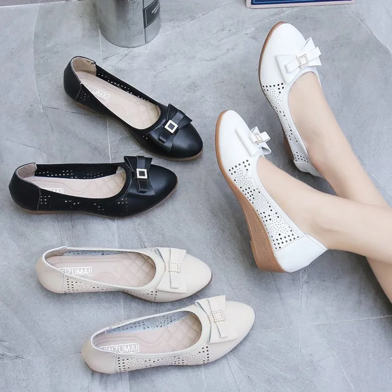 Женские свадебные туфли без застежки белые открытые туфли-лодочки на танкетке с