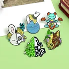 Эмалированные заколки в стиле панк с изображением черепа животного волка кролика лягушки вискозы цветов растений скелета белого медведя отворота значок ювелирные изделия подарок для друзей