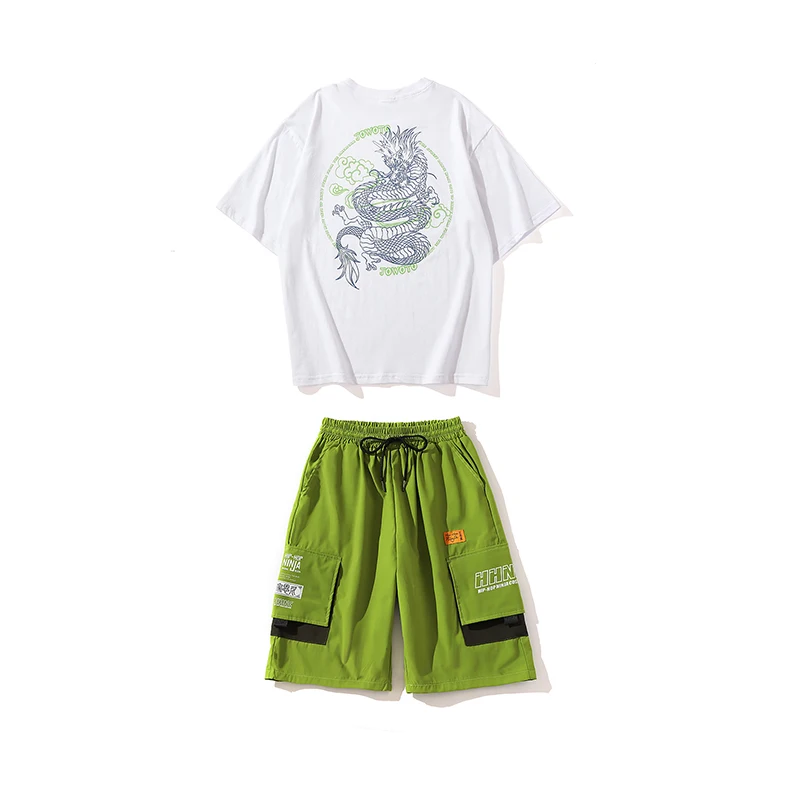 

Kids Hip Hop Dance Costumes Dragon Print Short Sleeve Top Modern Street Dancing Clothes Child Stage Performance Wear DNV13001