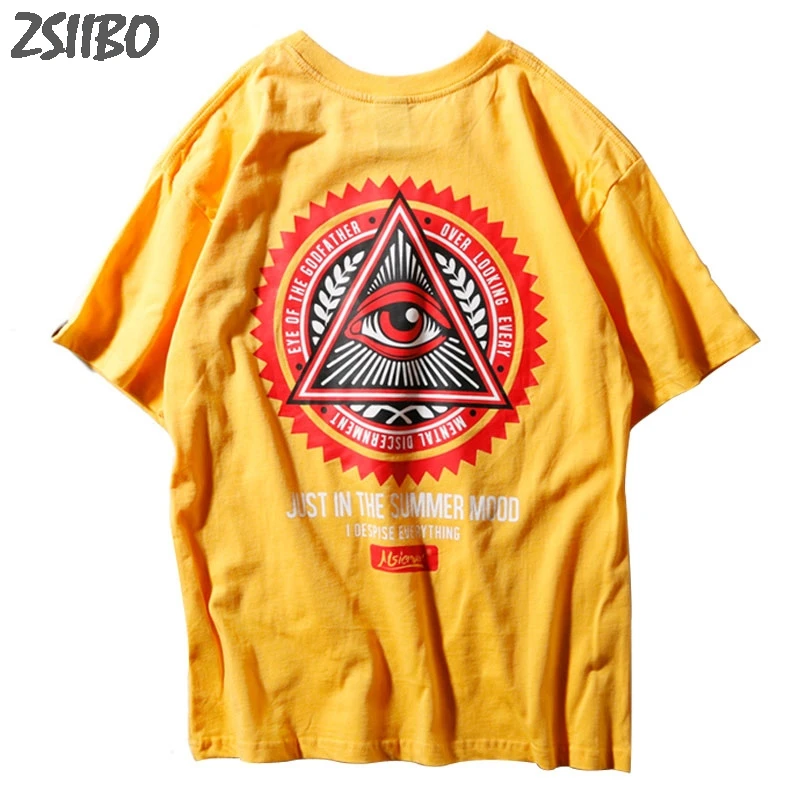 Футболка мужская с геометрическим рисунком треугольный глаз рубашка принтом в