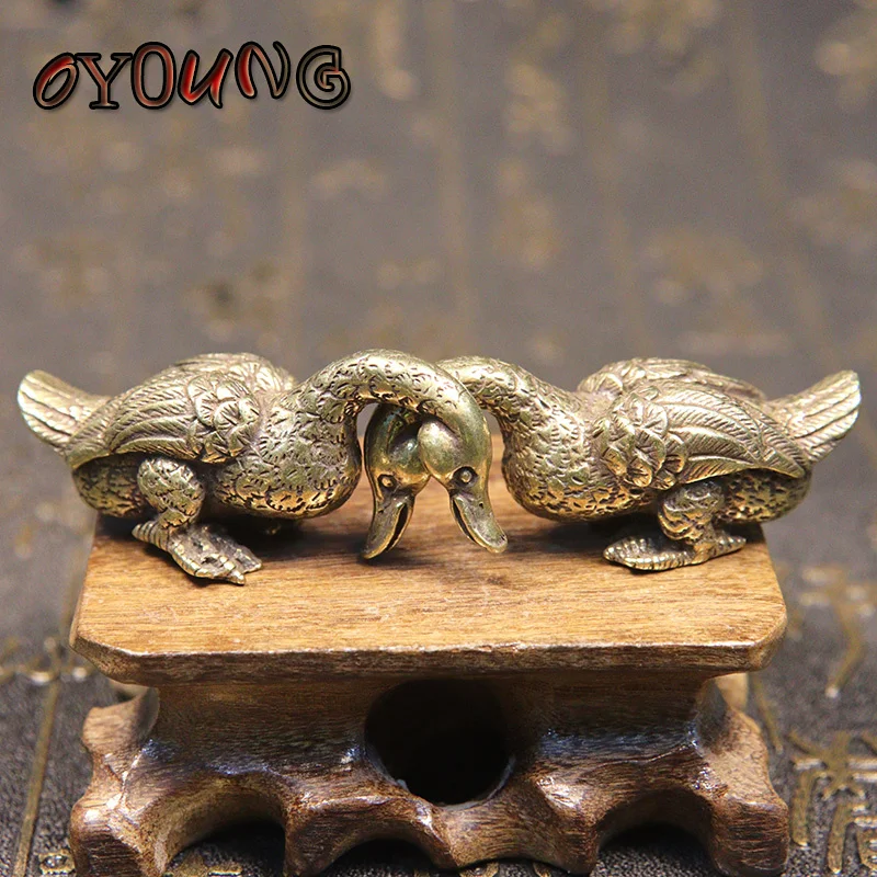 Антикварные медные фигурки маленьких уток украшения ручной работы латунные