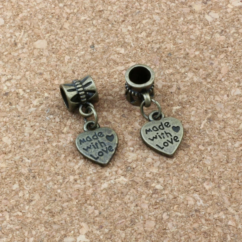 150 шт./лот Сделано с любовным сердцем подвесные бусины шармы подходят для