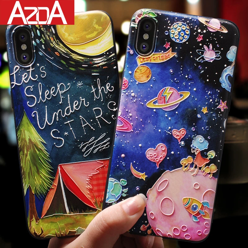 Чехол для iPhone 11 12 13 mini Pro Max мультяшный 3D рельефный чехол с тиснением XS XR X 7 8 6 6S Plus 5