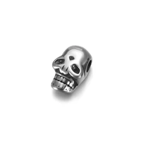 stainless steel skull bead spacer polished 3mm hole beads metal charms diy bracelet jewelry making accessories