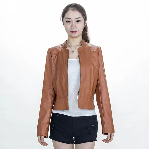 Модный женский мотоциклетный костюм из искусственной кожи на молнии приталенная