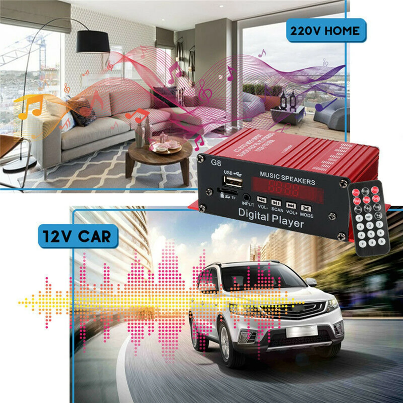 Беспроводной усилитель G8 200 Вт Bluetooth стерео аудио 2-канальный HiFi звук приемник
