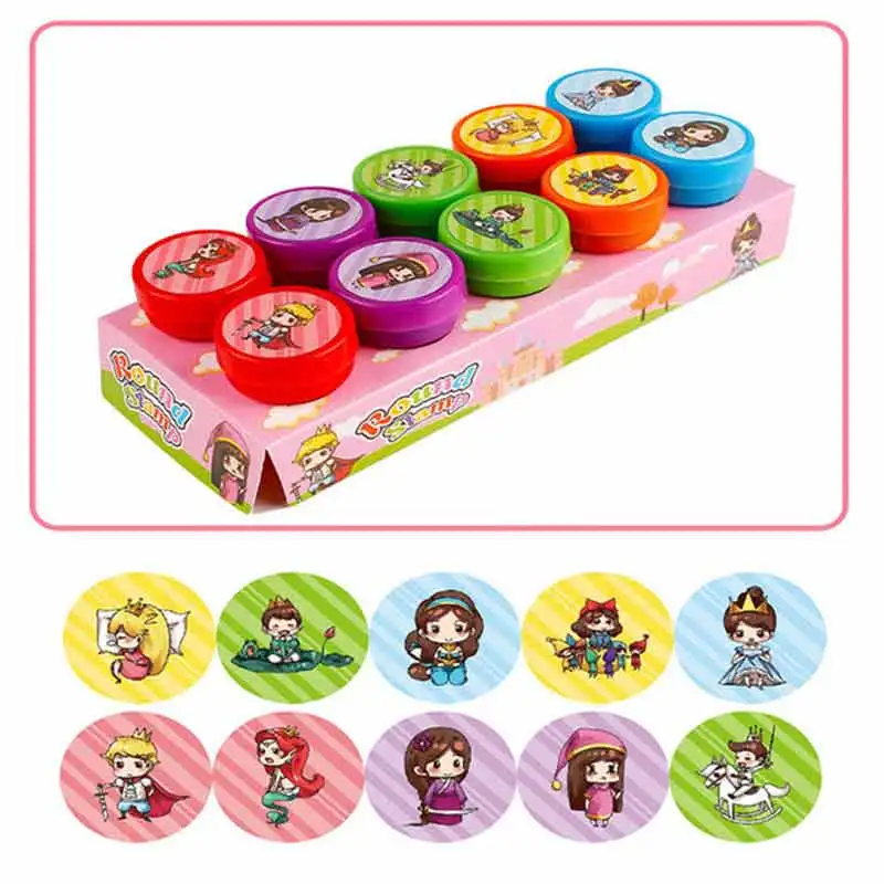 prince and princess 10 шт./компл. детские игрушки марки мультфильм Животные фрукты движения со смайликом детская уплотнение для Скрапбукинг штампа DIY мультфильм Печатные ручки игрушки - Color: prince and princess