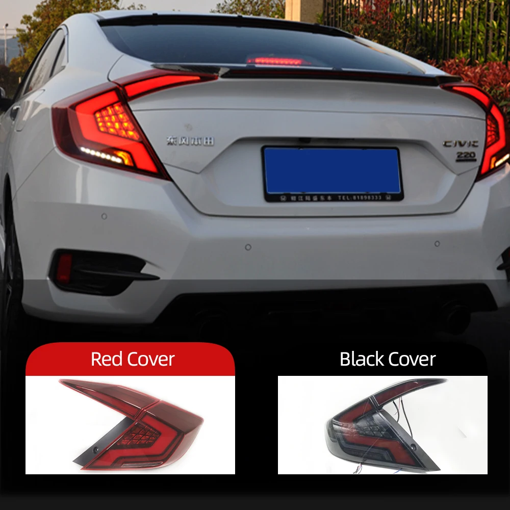 1 комплект для Honda Civic задние светильник 2017 2018 2019 светодиодные задний фонарь DRL LED