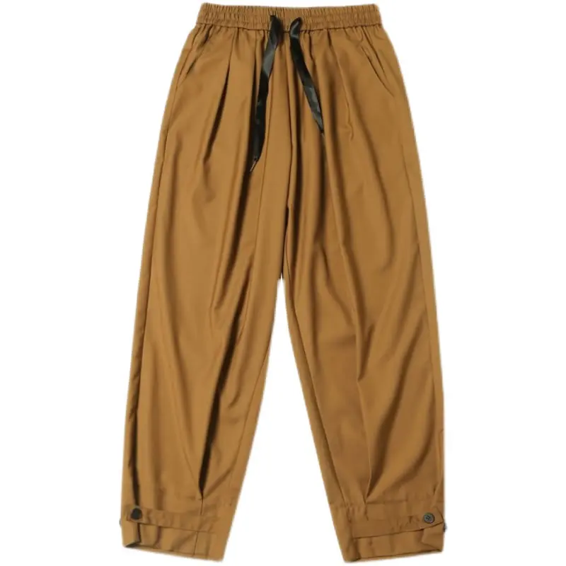 

XITAO Patchwork Button Ankle Length Pencil Pants Women Trendy Fashion New Style Draped Drawstring Casual Loose Straight ZY4738