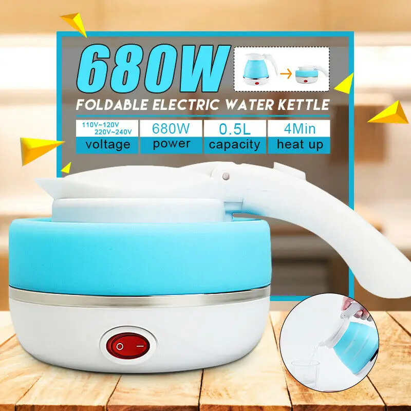 

600ML Electric Kettle Safety Silicone Foldable Portable Travel Camping Water Boiler Adjustable Voltage Home Electric Appliances