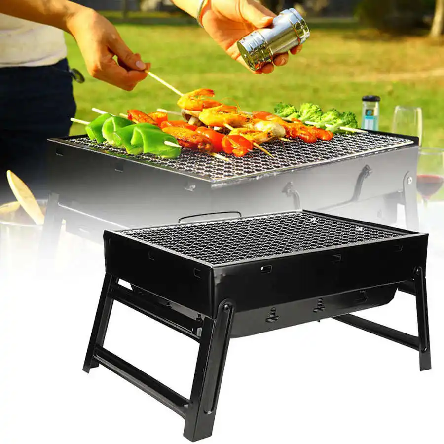 

Stainless Steel Barbecue Grill Thicken Folding Charcoal BBQ Grill Tools for Outdoor Camping Hiking Picnic Kitchen Accessories