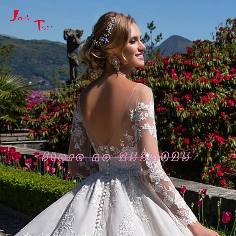 Vestido De Noiva Princesa/Свадебные платья с кружевной аппликацией и длинным рукавом