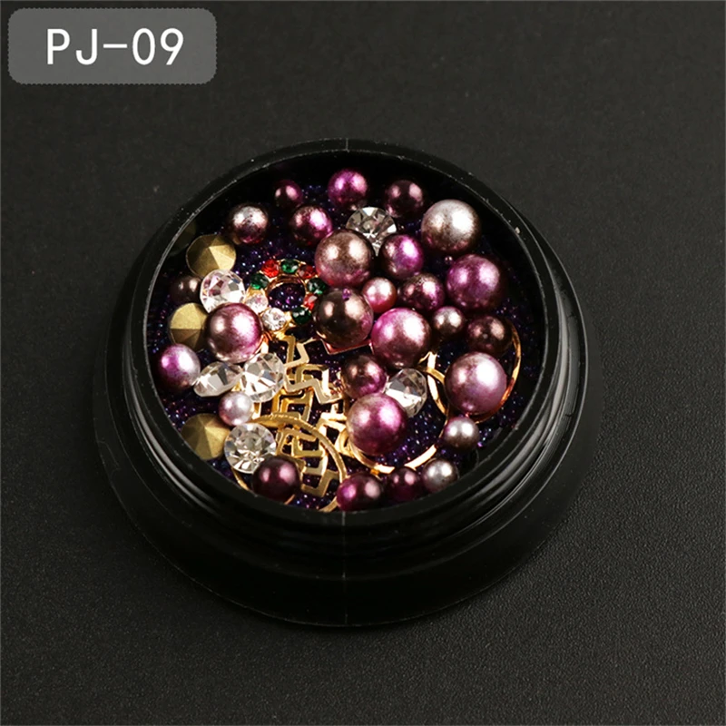 

9 Styles Nail Art Irregular Leaf Star Shell Hollow Rivet Flat Rhinestone Pearl Flake DIY Manicure Decoration