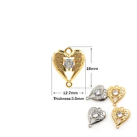 wing love heart shape connector charm jewelry discovery diy necklace bracelet micro inlaid zircon wing charm
