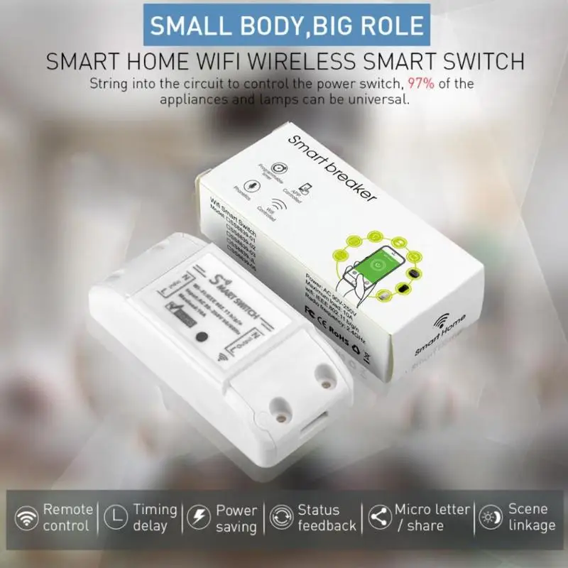 Durable WiFi Smart Switch Delicate Design Tuya Light Breaker Timer for Google Home Amazon Alexa Control | Электроника