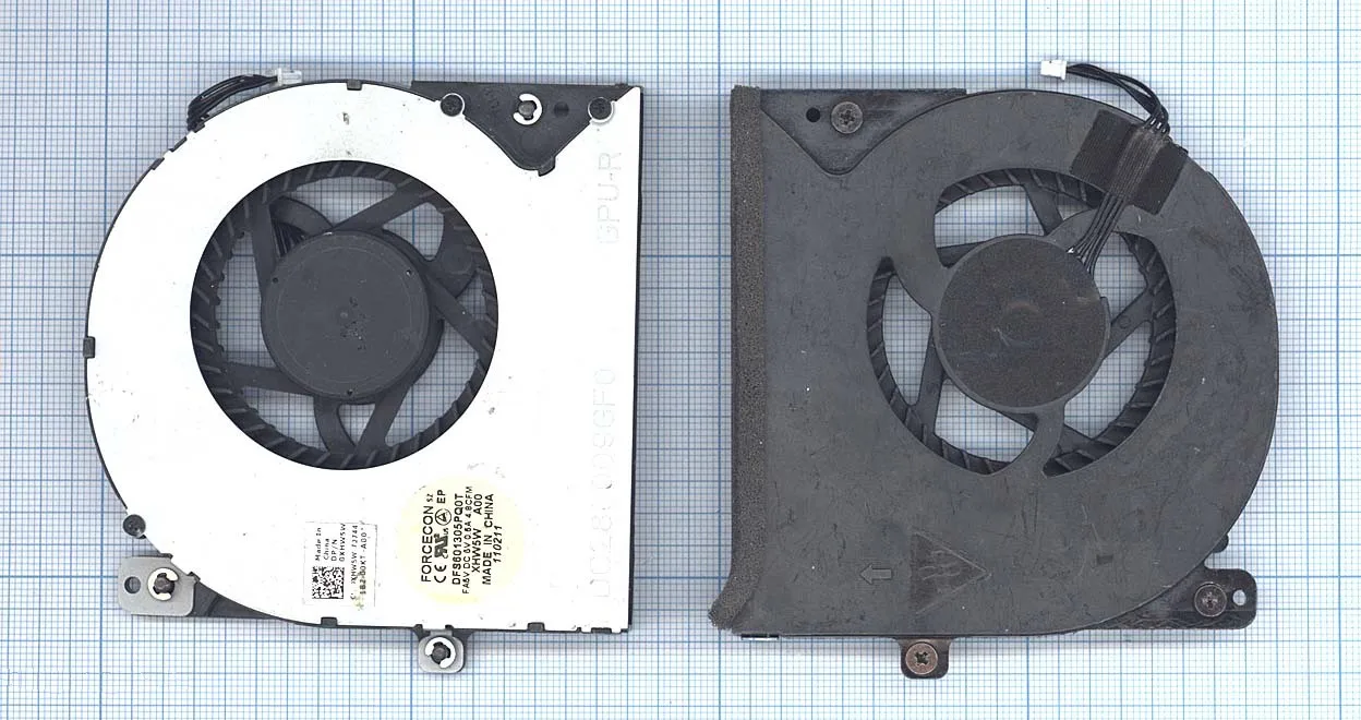 Вентилятор (кулер) для Dell Alienware M18X, p/n: DFS601305PQ0T FA5V, XHW5W, 0XHW5W, DC280009GF0 (4-pin) GPU, правый