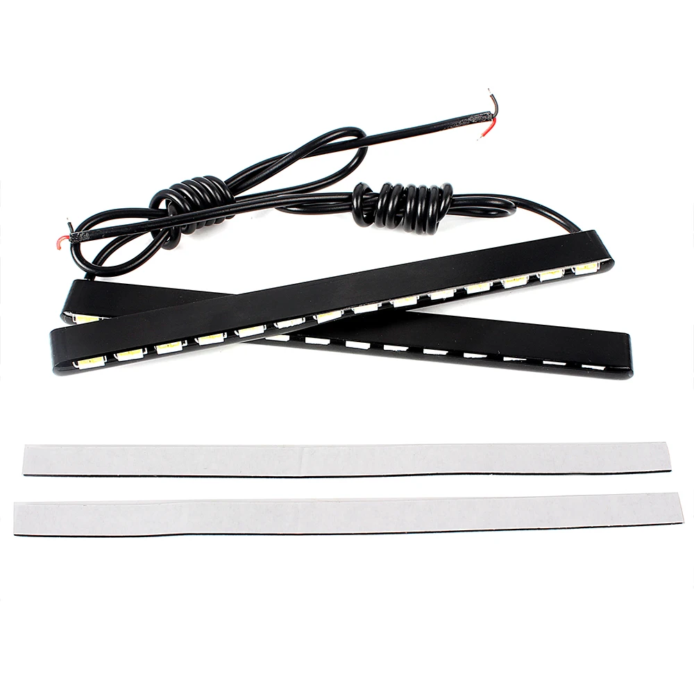 LEEPEE 2pcs Car DRL LED Strip 14 7030SMD Fog Light Daylight Waterproof Daytime Running Lamps Automotive Accessories Universal images - 6