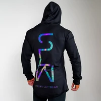 mens fashion colorful reflective side zipper hoodie spring and autumn stretch laser long sleeve sweatshirt harajuku clothes