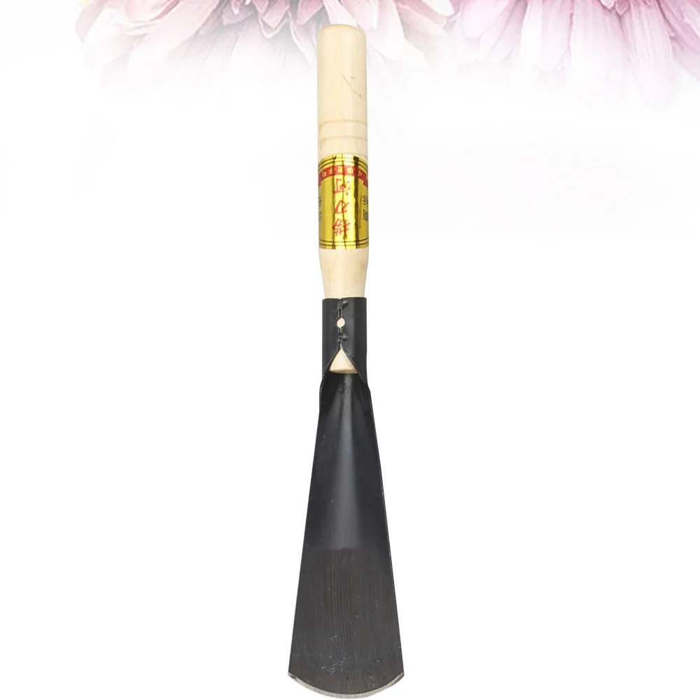 

1pc Stainless Steel Camping Shovel Portable Round Garden Shovel with Wooden Handle Mini Planting Tool