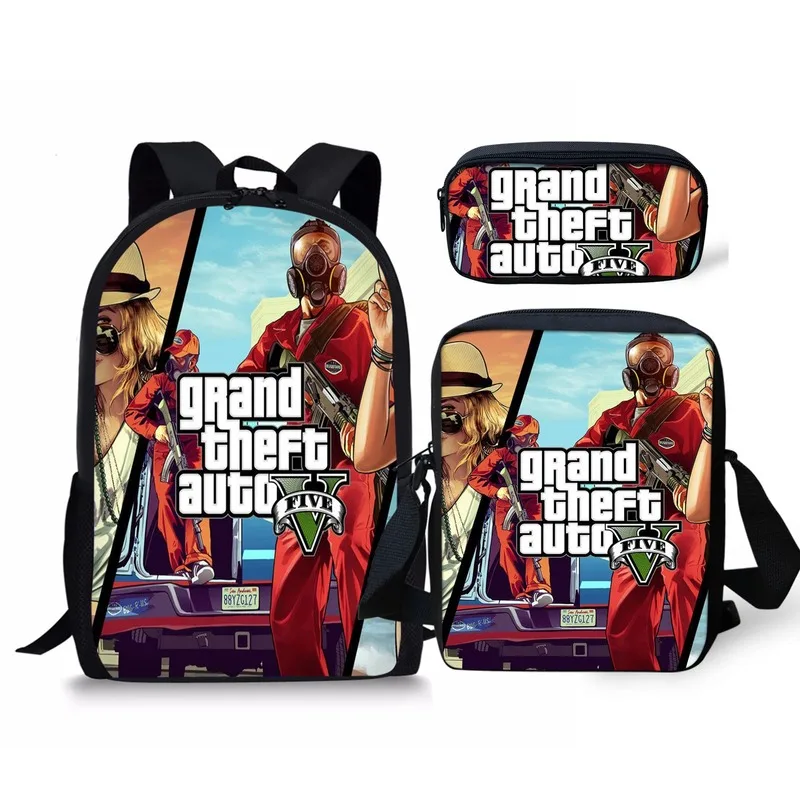 2021 New Hot Games GTA 5 Print Schoolbag Personalized Pattern Book Bags Teenagers School Backpack Custom Child Mochila | Багаж и сумки