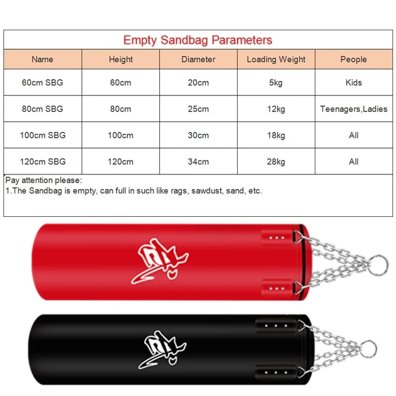 

Fitness PU Empty Punching Bag Kick Boxing Heavy Training Bag Muay Thai Martial Arts Karate Hanging Sandbag for Kid Adult Teenage