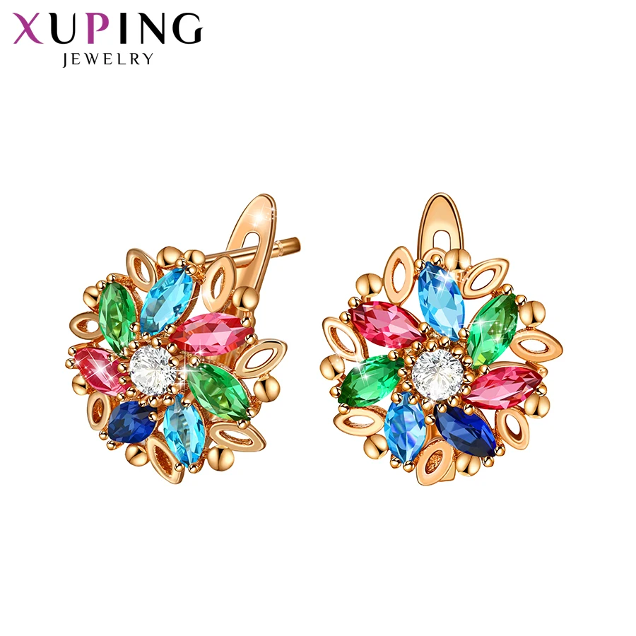 Xuping ювелирные изделия модные женские серьги в форме цветка с синтезом фианита