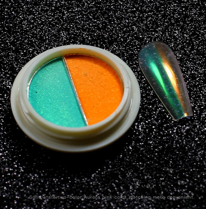 

Double Color Solid Aurora Nail Powders Transparent Holographic Neon Glitters Chameleon Powder Dust Chrome Nail Pigments I058