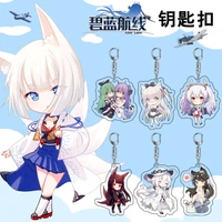 azur lane cartoon characterkey chains anime figure double sided acrylickey rings cute bags keychains pendant fans gift hot sale