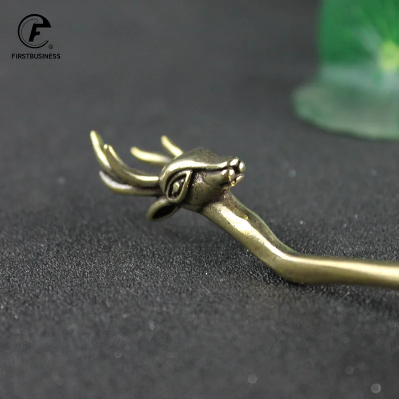 Новейшая ложки для чая Лопата латунь медь голова оленя кофе черный чай ложка