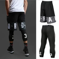 no 23 tight high elastic leggings male quick drying breathable fitness running five point sports shorts basketball pants