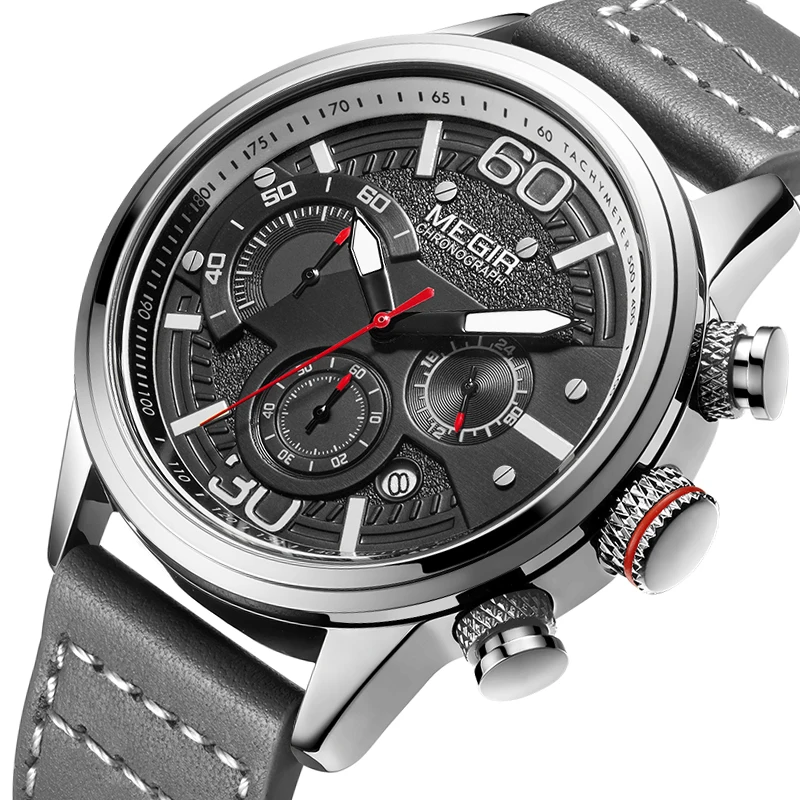 Мужские часы MEGIR 2020 уникальные мужские chrono наручные creat от собственного бренда